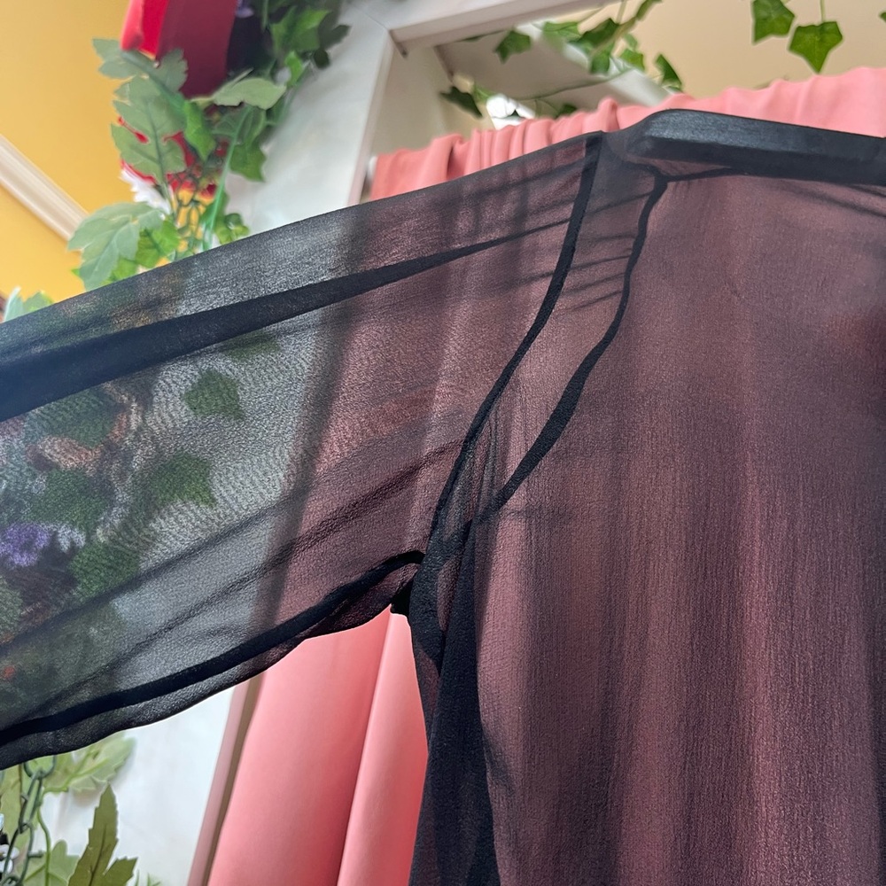 Saint Laurent Paris Silk Sheer Long Sleeve Button Down with Bow - Picture 15 of 15